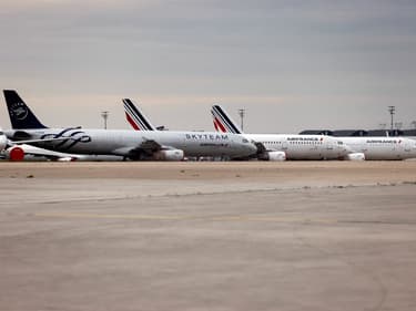 Un avion immobilisé à l'aéroport Charles de Gaulle.
