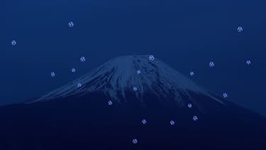 Des drones au-dessus du Mont Fuji