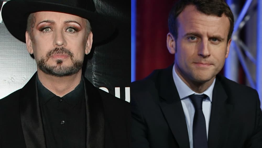 Boy George et Emmanuel Macron. Boy George et Emmanuel Macron.