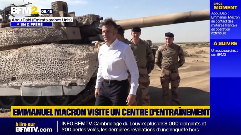 Emmanuel Macron auprès des militaires français déployés à Abou Dabi