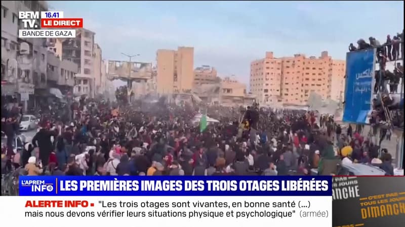 Les images de la bande de Gaza au moment du transfert des trois otages israéliennes libérées