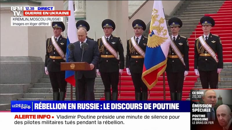 Vladimir Poutine préside une minute de silence en hommage aux militaires tués lors de la rébellion