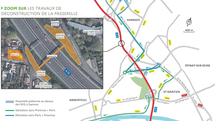Le plan du chantier et des conséquences sur l'A15.