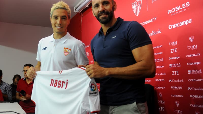 Samir Nasri et Monchi (FC Séville)