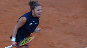 L'Italienne Jasmine Paolini lors de sa victoire contre Coco Gauff en finale du tournoi WTA de Rome le 17 mai 2025