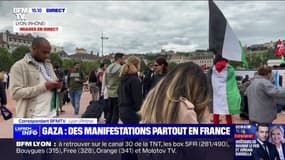 Lyon: plusieurs centaines de personnes rassemblées Place Bellecour pour exprimer leur soutien aux Palestiniens de la bande Gaza