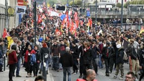 Une manifestation contre la loi travail, dans le centre de Rennes, le 17 mai 2016. 