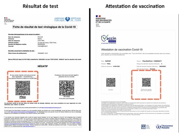 Les QR Codes sur les certificats de test et attestations de vaccination