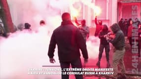 Tensions en Ukraine: l'extrême droite manifeste à Kiev et vandalise le consulat russe à Kharkiv