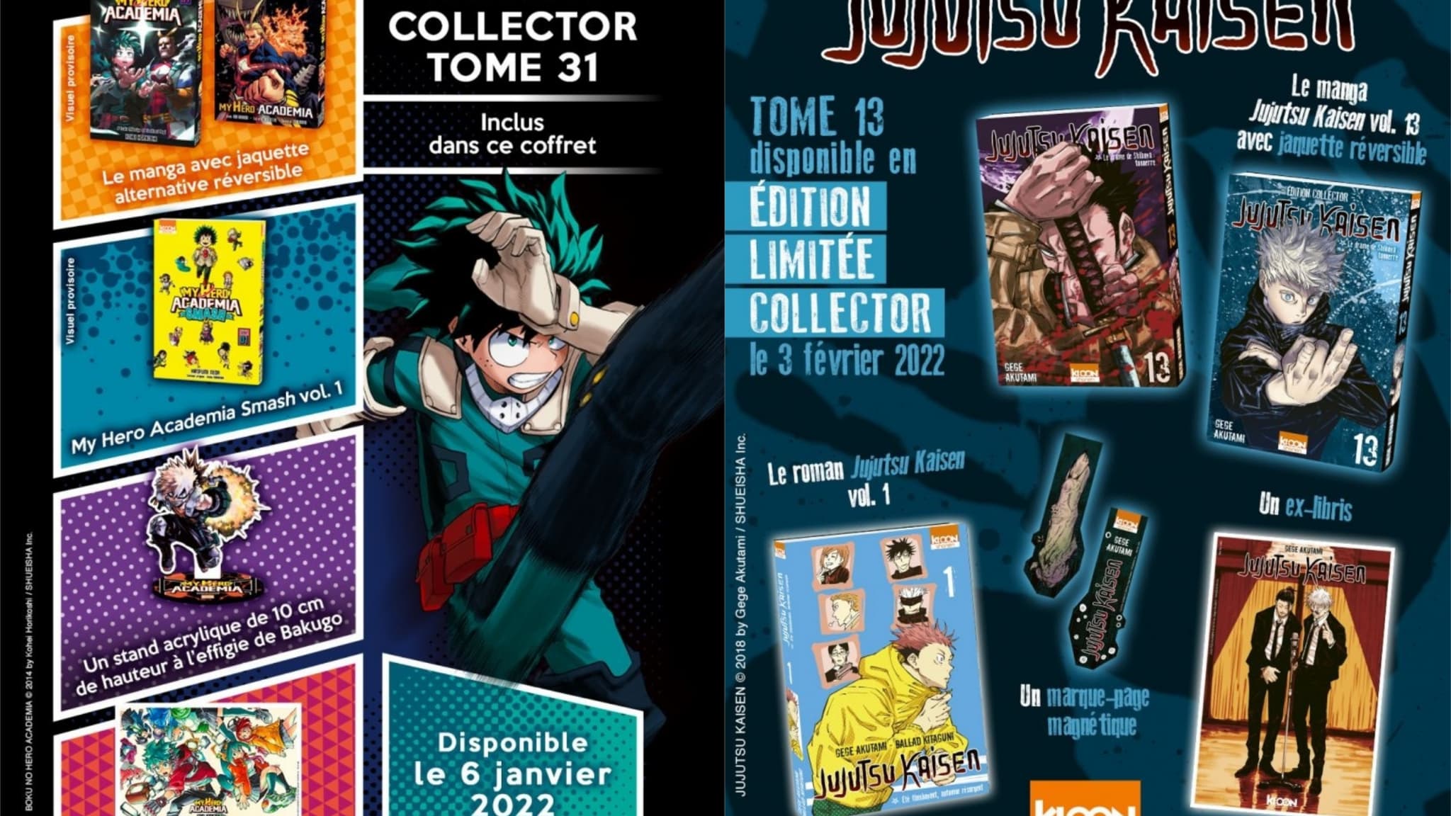 Annonce des éditions collectors des tome 31 de "My Hero Academia" et du tome 13 de "Jujutsu Kaisen"