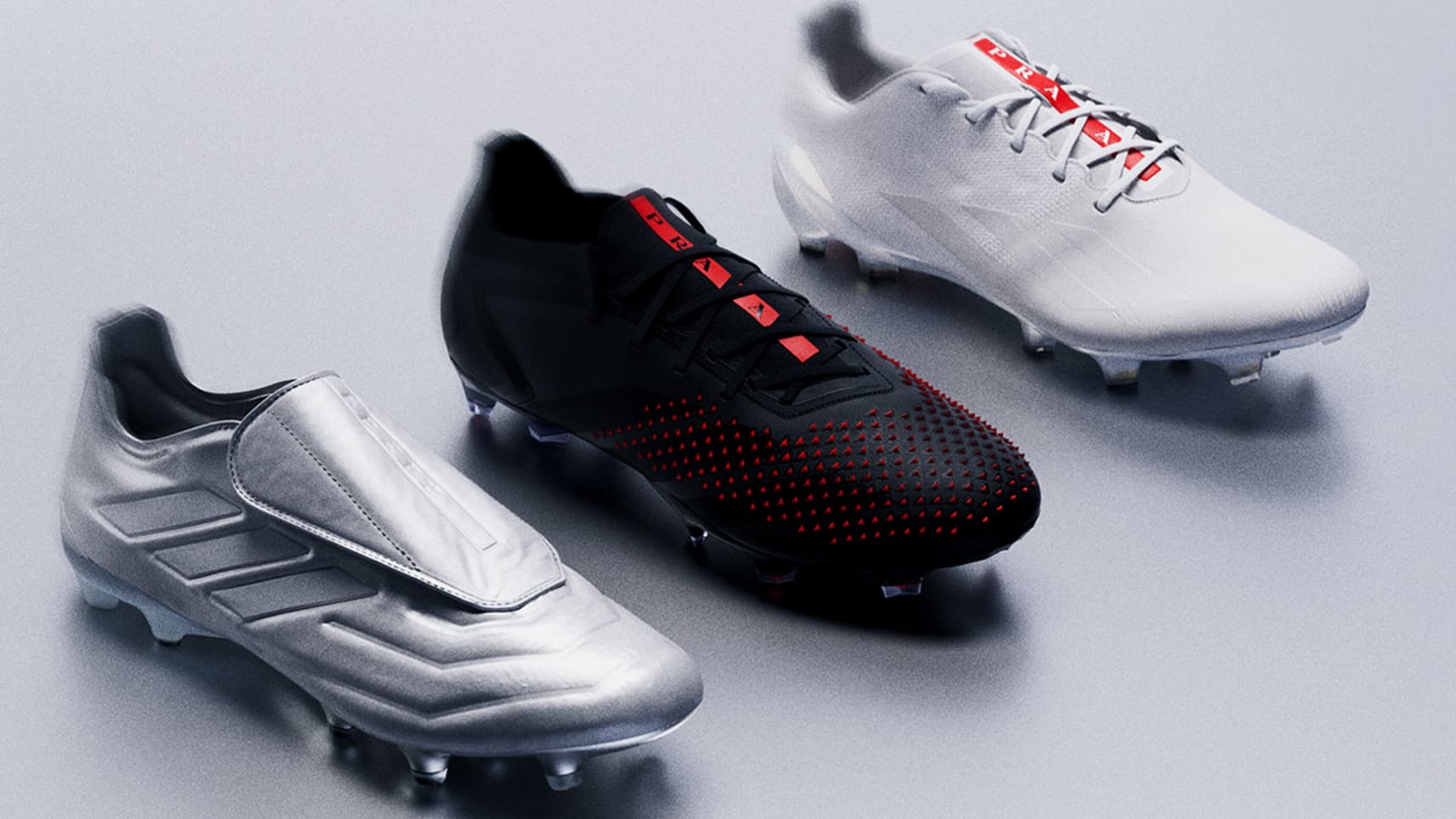 Más bien doble Aumentar Prada et Adidas dévoilent 3 modèles de chaussures de football en  collaboration
