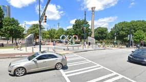 Les anneaux olympiques à Atlanta, en juillet 2024
