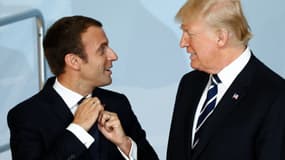 Emmanuel Macron et Donald Trump, le 7 juillet 2017, à Hambourg. 