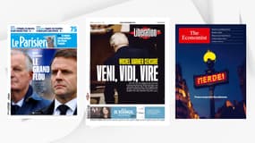 Les unes du Parisien, de Libération et de The Economist au lendemain de la censure contre Michel Barnier