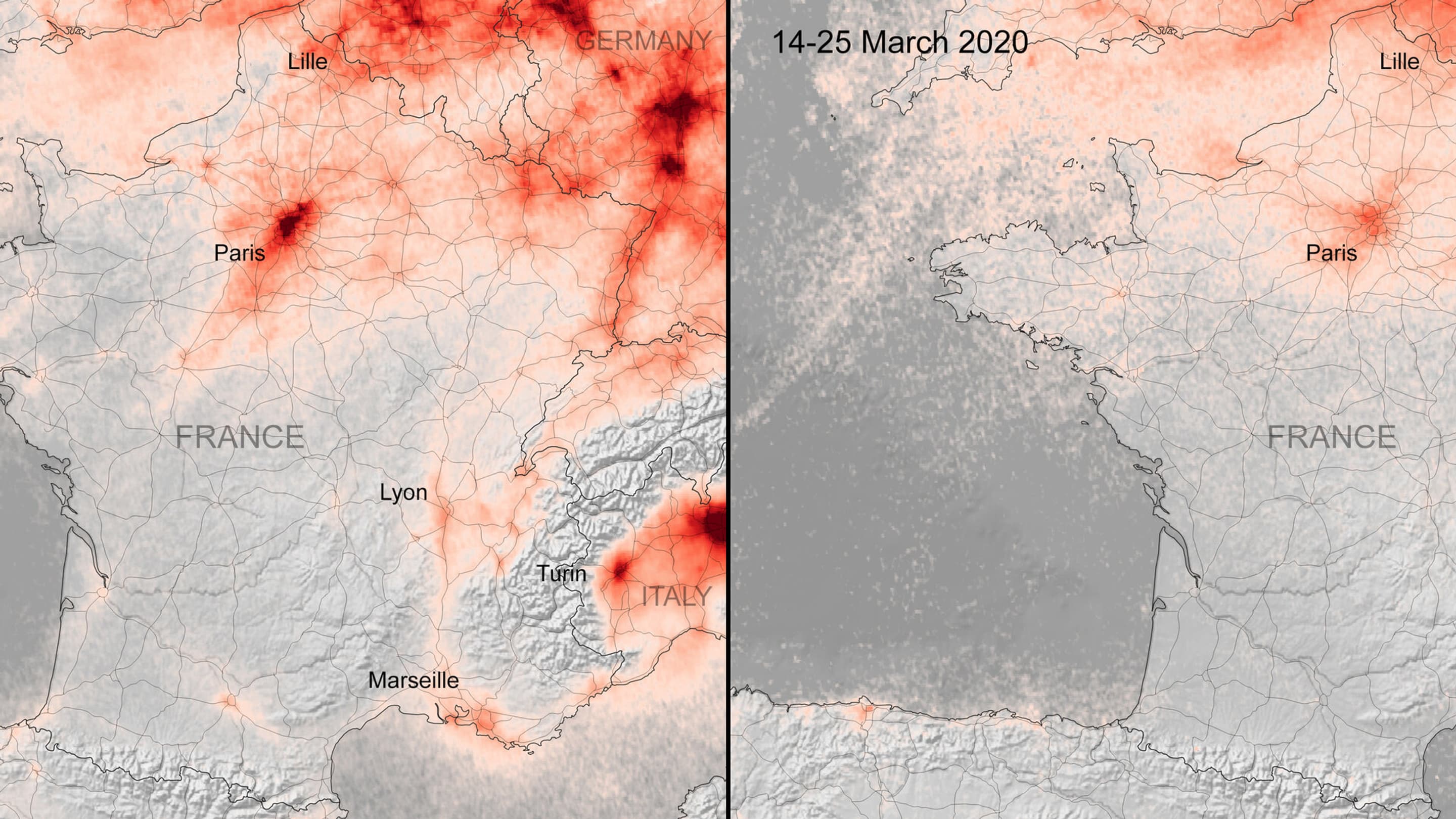 La baisse du dioxyde d'azote en France La baisse du dioxyde d'azote en France
