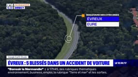 Evreux: un accident de voiture a fait trois blessés graves et deux blessés légers