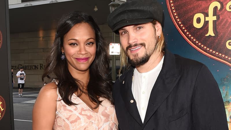 L'actrice Zoe Saldana et son compagnon Marco Perego lors de la première du film "The book of life", à Los Angeles le 12 octobre 2014.