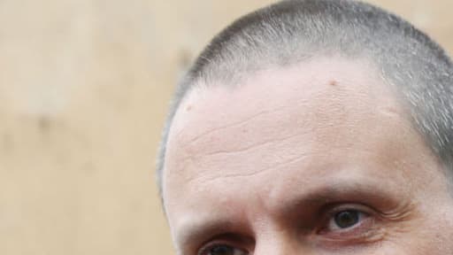 L'opposant russe d'extrême gauche Sergueï Oudaltsov, le 6 mai 2018 à Moscou lors d'un rassemblement avant l'intronisation de Vladimir Poutine pour son 4e mandat présidentiel.