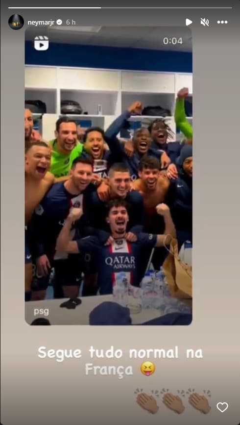 Neymar sur son compte Instagram après la victoire du PSG face à l'OM.