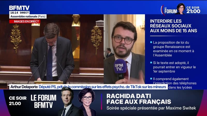 Interdiction des réseaux sociaux pour les moins de 15 ans: "il ne faut pas que ce soit la mise sous cloche de la jeunesse" déclare Arthur Delaporte, député PS