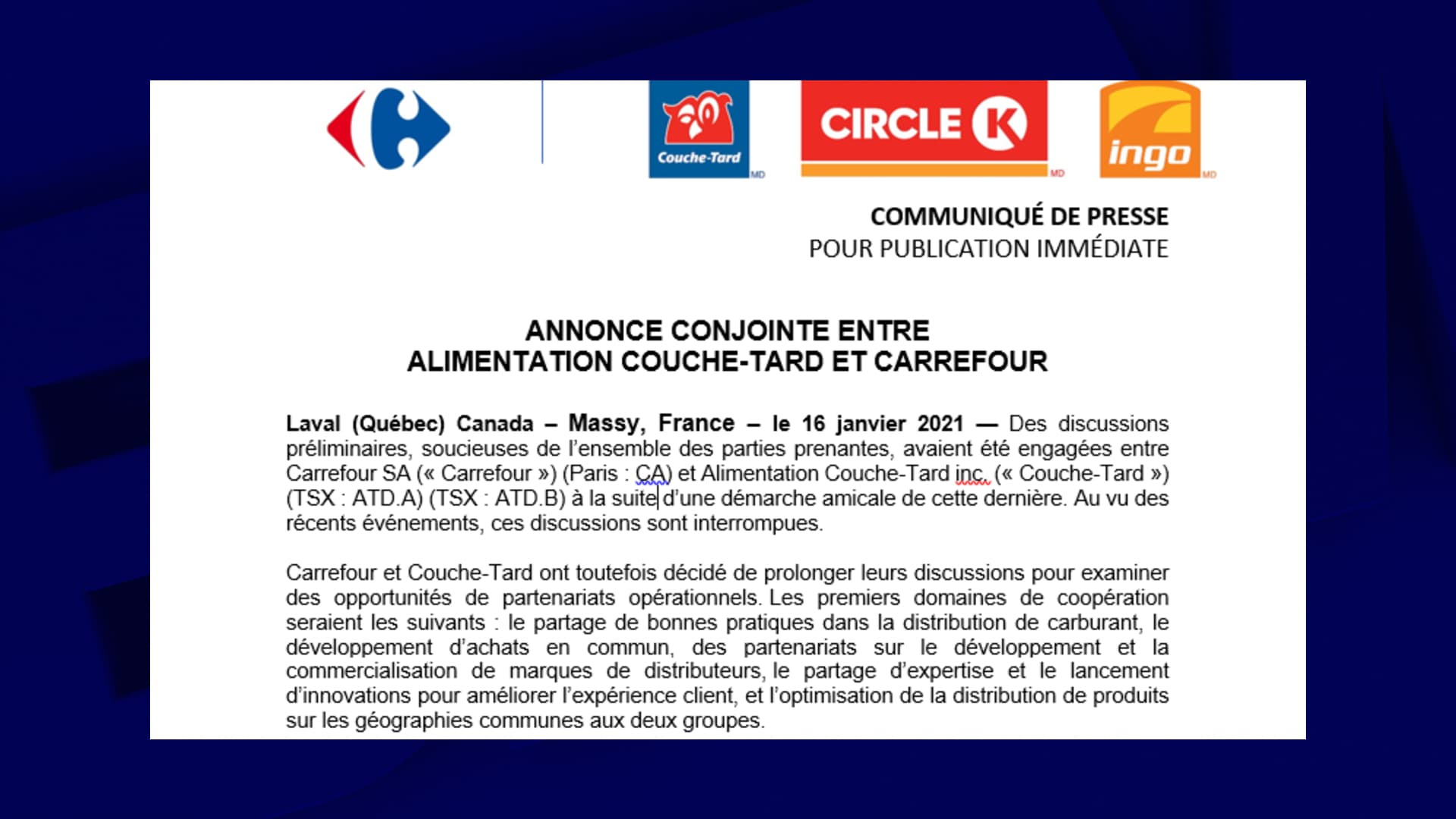 communiqué carrefour