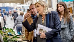 Marine Le Pen en campagne pour les régionales à Senlis le 23 octobre 2015.