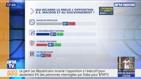 Aucun parti n'incarne l'opposition à Emmanuel Macron, selon 43% des personnes interrogées par Elabe pour BFMTV