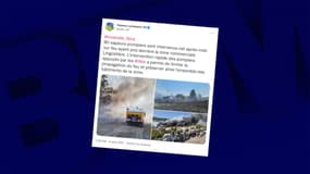 Capture d'écran du tweet des sapeurs-pompiers 06 sur l'incendie Lingostière. 