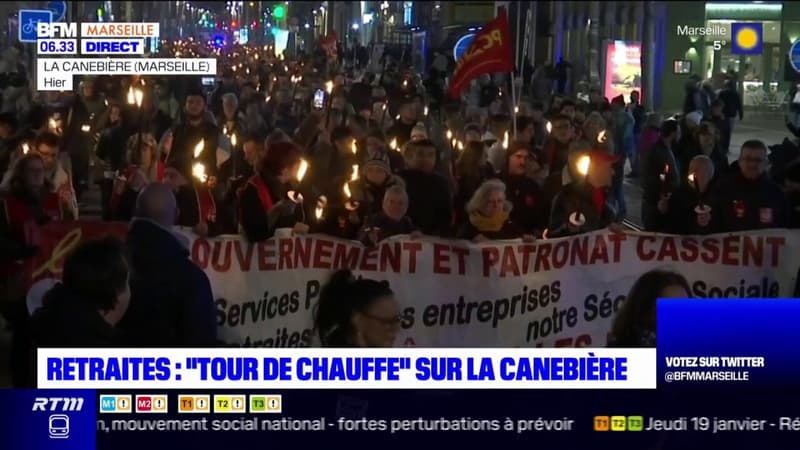Marseille: marche aux flambeaux contre la réforme des retraites