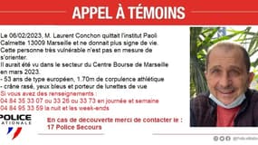 Un appel à témoins lancé à Marseille pour retrouver un homme de 53 ans en novembre 2023. 