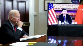 Sommet virtuel entre Joe Biden et le président chinois Xi Jinping depuis la Maison Blanche à Washington, le 15 novembre 2021.