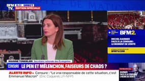 Marine Tondelier appelle les membres du "front républicain" à "se parler" en cas de censure du gouvernement de Michel Barnier pour aboutir à un "plan d'urgence"