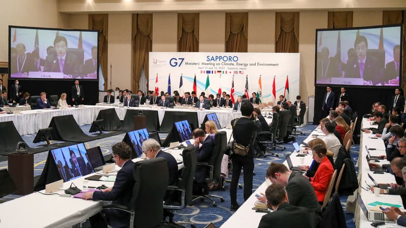 Les membres du G7 lors d'une réunion le 15 avril 2023 au Japon.