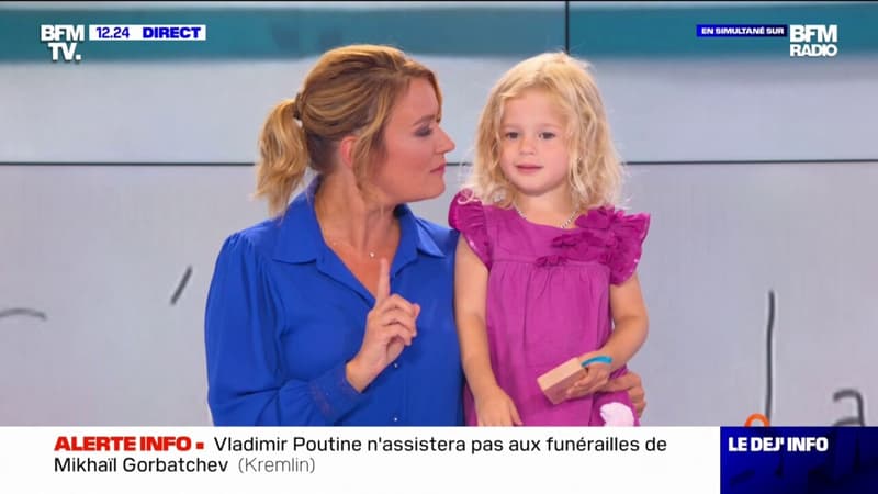 Avant de faire sa toute première rentrée en maternelle, Suzanne, 3 ans, était en duo avec Pascale de La Tour du Pin sur le plateau de BFMTV