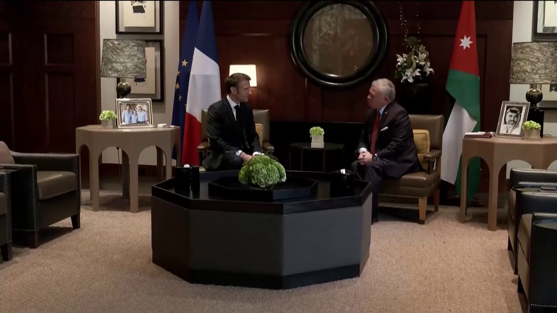 Rencontre entre Emmanuel Macron et le roi de Jordanie Abdallah II, le 25 octobre 2023.