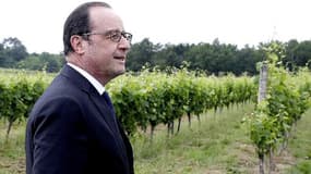 François Hollande visite un vignoble à Tutiac le 14 juin 2015