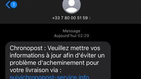 Un SMS frauduleux.