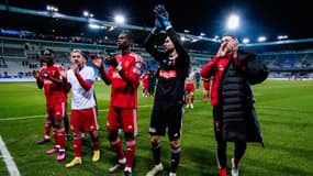 Les joueurs de Rodez, à Auxerre le 8 février 2023