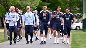 Les joueurs de l'équipe de France à Clairefontaine en juin 2025