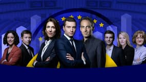 Jordan Bardella (RN) domine jusqu'ici les sondages des élections européennes du 9 juin 2024, devant Valérie Hayer (Renaissance) et Raphaël Glucksmann (PS-Place publique).