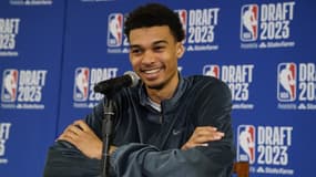 Victor Wembanyama à une conférence de presse NBA, le 21 juin 2023