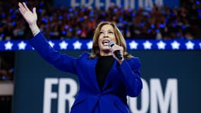 Kamala Harris en meeting à Milwaukee, le 21 août 2024