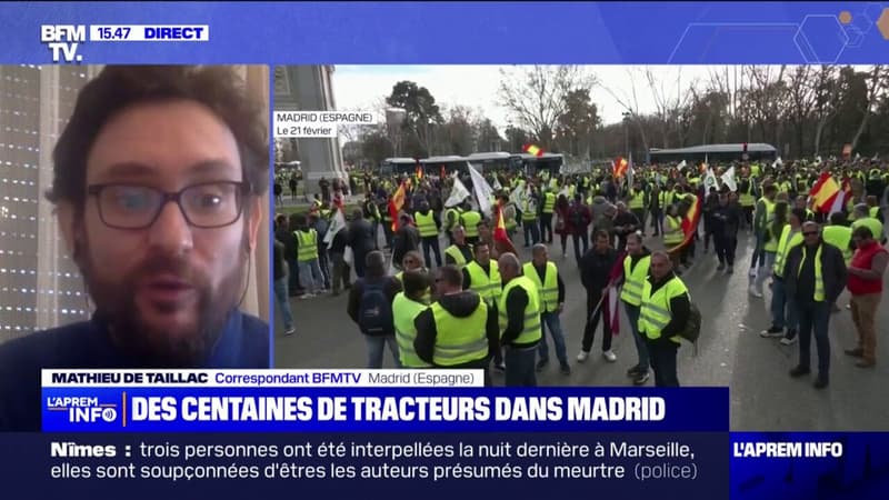 Colère des agriculteurs: des centaines de tracteurs manifestent en plein coeur de Madrid, en Espagne
