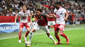 Calvin Stengs lors du match Nice-Brest, le 2 octobre 2021