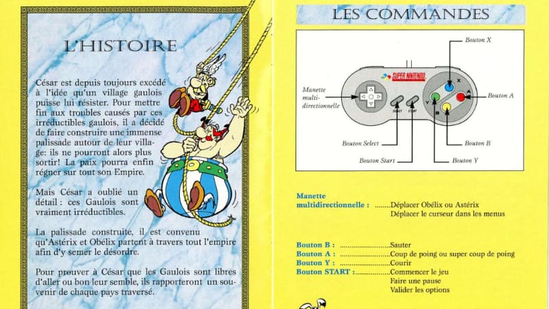 Extrait du manuel du jeu SNES Astérix et Obélix (1995)