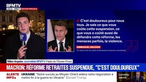 "Douloureux'", un "compromis pour permettre la stabilité": ce qu'a déclaré Emmanuel Macron à des députés Renaissance au sujet de la suspension de la réforme des retraites