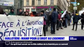 Lyon: manifestation pour le droit au logement à la Guillotière