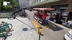 Paris: une terrasse mobile par la force des jambes
