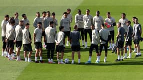 Les joueurs du PSG à l'entraînement à la veille de la réception de Dortmund en Ligue des champions, le 18 septembre 2023