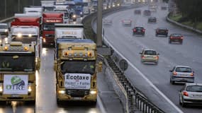 A Toulouse, les camions bloquent l'autoroute le 30 novembre 2013.